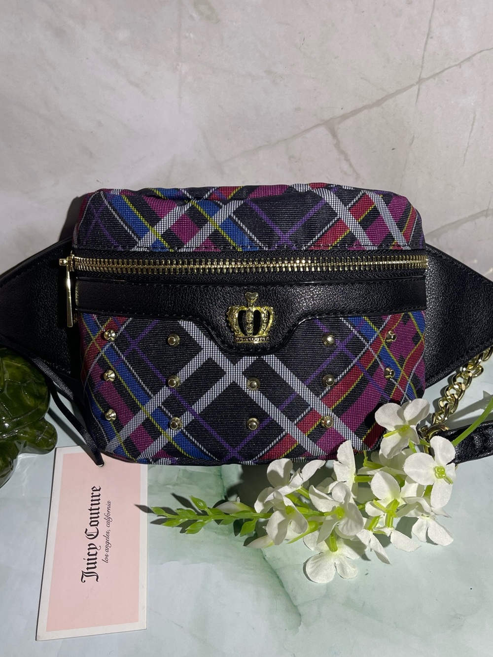 Juicy Couture Studded LOGO Chain Waist Belt Bag Fanny Pack NWT